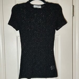 Dolce & Gabbana Sparkling Black Short Sleeve Top
